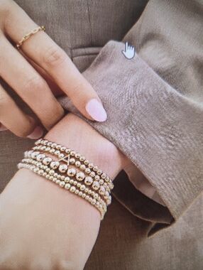 Gold Beaded Stackable Bracelet Set - Women Jewelry